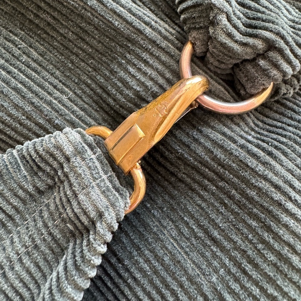 Vintage Olive Green Corduroy Utility Jacket Brass Buttons Retro Chic Earthy - Picture 12 of 12